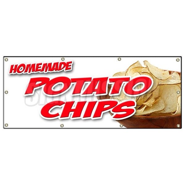 Signmission HOMEMADE POTATO CHIPS BANNER SIGN kettle bar b que fresh made warm B-96 Homemade Potato Chips - main